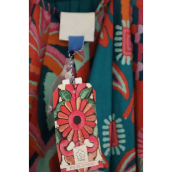 Farm Rio x Anthropologie Women's Sz XXS Multi Pleated Palm Midi Dress - Picture 8 of 16